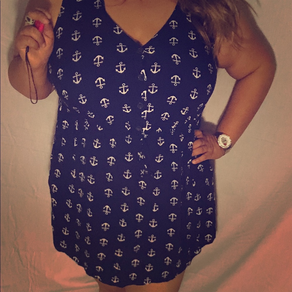 Anchors Away! Navy dress with cinched waist